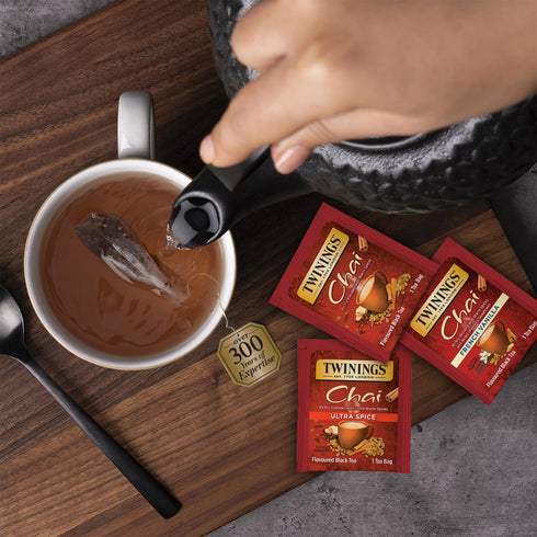 Twinings Chai Tea Variety 3-Pack – Chai, Ultra Spice Chai, and French Vanilla Chai, Caffeinated Black Tea Bags, 20 Count Each...