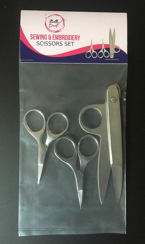 Sewing and Embroidery Scissors Set - Includes 2.75” Straight Sewing Scissors, 2.75” Curved Sewing Scissors and 4.5" Thread Nippers...