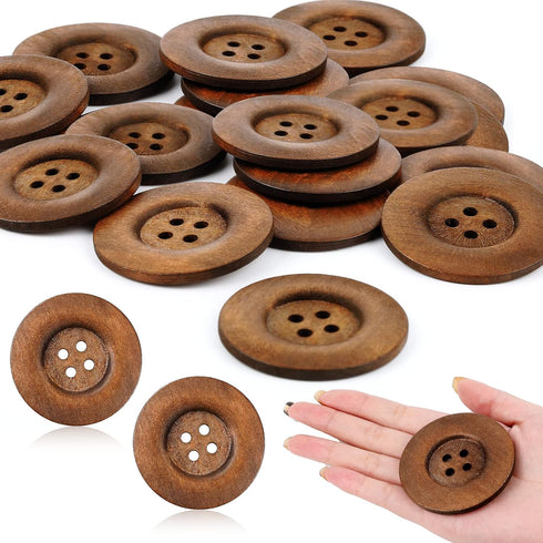 30 Pieces Large Size Wood Buttons 2.36 Inch Round Sewing Button 4 Holes Large Buttons for Crafts Sewing Large Wooden Buttons for DIY Clothing Bag ...
