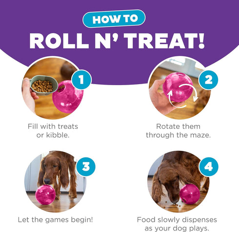 Outward Hound Mazee Puzzle Ball Interactive Treat Dispensing Dog Toy, Pink...