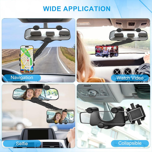 Multifunctional 360 Car Rearview Mirror Phone Holder - Satismoon Car Phone Holder, Rear View Mirror Phone Holder, Car Phone Holder Rear View Mirro...