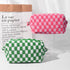 2 Pieces Makeup Bag Pouch Checkered Cosmetic Bag Pink Green, Travel Toiletry Bag Organizer Cute Makeup Brushes Storage Bag for Women...