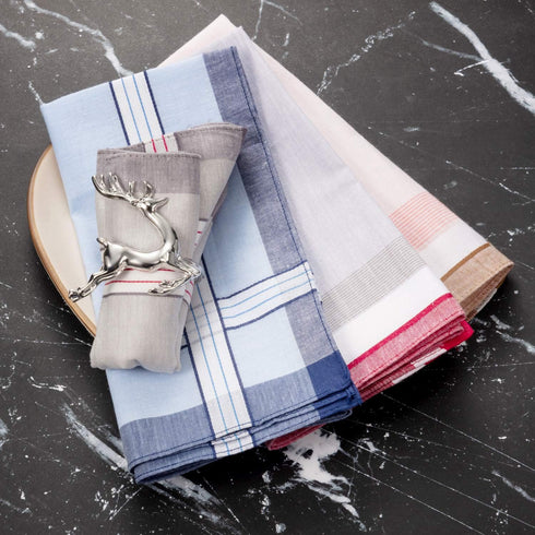24 Pieces Cotton Men's Handkerchief Plaid Handkerchief for Men Soft Gift Set for Father Husband Boyfriend, One Size...