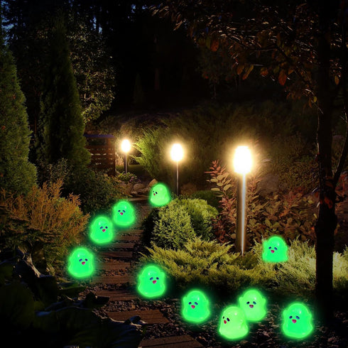 Liliful Luminous Mini Resin Ghost Cute Miniature Ghost Figurines Glow in The Dark Resin Figures Small Ghost Garden Decor Micro Miniature Statue fo...
