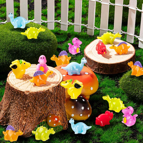48 Pcs Mini Dinosaur Figures Resin, 6 Types Small Dinosaur Toys, Garden Mini Dinosaurs for Cake Topper (Mixed Packaging)...