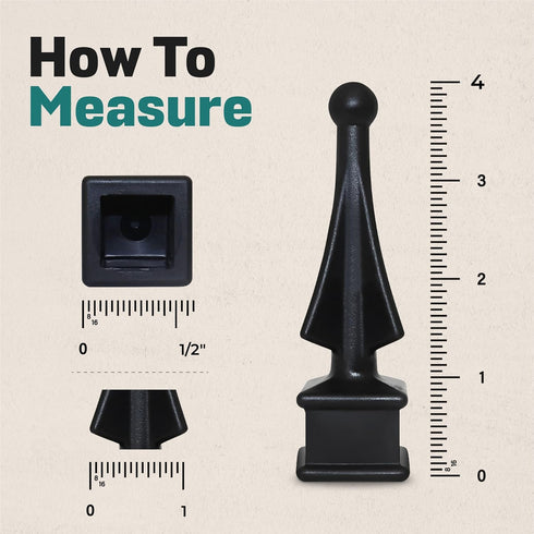 Fence Finial Toppers for Square Post | Four-Sided Spire | Premium USA Made | Black Polypropylene Plastic (10 Pack, Fits 1/2 in.)...