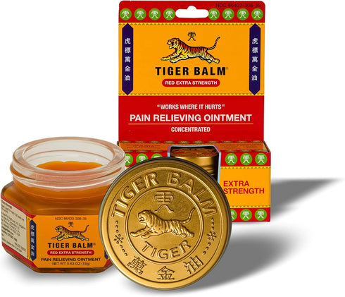 Tiger Balm Pain Relieving Ointment, Extra Strength, 0.63 Ounce, Cinnamon Yellow (Pack of 1)...