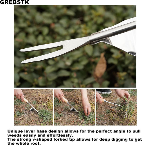 GREBSTK Garden Manual Weeding Tools Stainless Steel Beech Handle Shovel for Weeding, Cultivating, Transplanting, Digging...