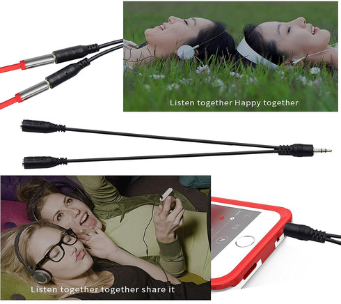 SaiTech 3.5mm Stereo Jack Splitter Cable Adapter for iPod, Mp3 Player, Mobile Phone, Laptop, PC, Headphone Speakers (Black)...