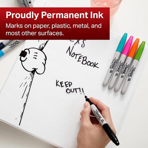 Sharpie Permanent Markers | Fine Point | Assorted Standard Colours | 4 Count...