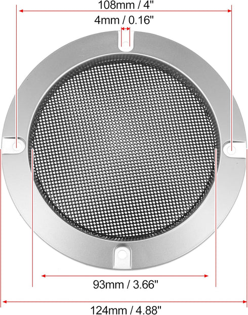 X AUTOHAUX 4" Speaker Grille Cover Mesh Trim Round Subwoofer Grille Horn Protective Guard Silver Tone Car Auto Stereo Accessories...