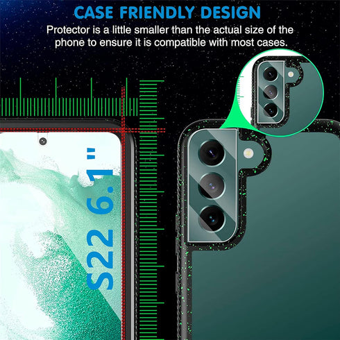 Screen Protector (3 Pack) for Samsung Galaxy S22 5G, 9H Tempered Glass, Ultrasonic Fingerprint Compatible, HD Clear, Case Friendly, 6 Pack Includi...