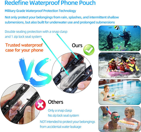 AiRunTech Waterproof Case, Waterproof Cell Phone Dry Bag Compatible for iPhone 14/13/12/12 Pro Max/11/11 Pro/SE/Xs Max/XR/8P/7 Galaxy up to 7.0", ...