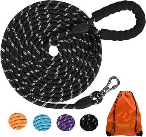 Long Dog Leash for Dog Training 16FT/30FT/50FT/100FT, Reflective Dog Leash with Lockable Hook, Heavy Duty Dog Lead Tie Out Rope for Large Medium S...