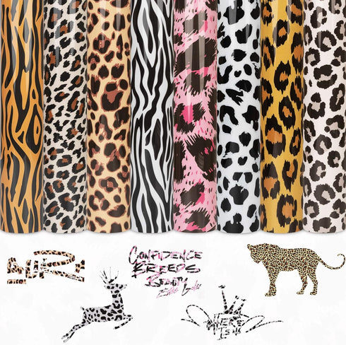 Tintnut Leopard HTV Vinyl -8 Sheets 12 x 10 inches Patterned Iron on Vinyl for T-Shirts Clothing Bags Heat Transfer Vinyl for All Cutting Machine...