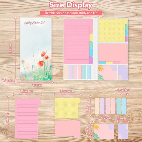 Sticky Notes Set, Post Self-Stick Notes Pads for Journaling Notebook Planner Study, Office Supplies College Essentials Back to School Supplies for...
