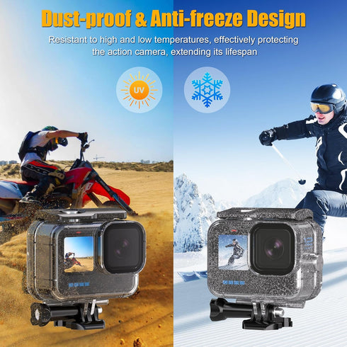 Waterproof Case with Dive Filters for Go Pro Hero 12 Black/Hero 11 Black/Hero 10 Black/Hero 9 Black, 230FT/70M Underwater Protective Housing Dive ...
