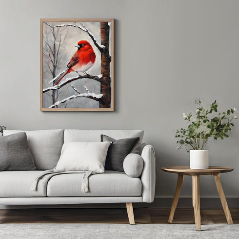 Posterizer 1 pcs-cute little bird in snowy winter scene -12-Art for Animal Lovers-Landscape & Nature Art-Decor for Home & Office- unframed wall ar...