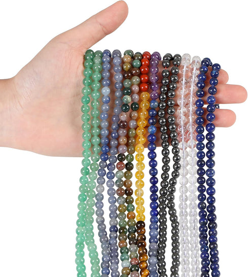 Chakra Crystals Beads 105pcs 6mm for Bracelet Jewelry Making Gemstones 2 Strand Round Spacer Loose Stones for Necklace DIY Christmas Gifts for Wom...