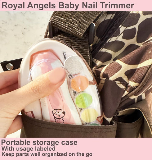 Baby Nail Trimmer 21 in 1, Usage Labeled Case & 13 Extra Replacement Tools, Royal Angels Baby Electric Nail File, Baby Nail Care, Nail Clipper New...