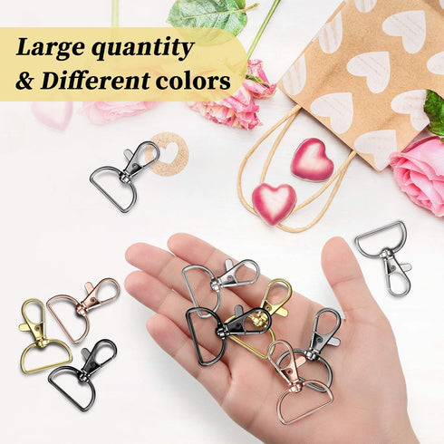 25 Pcs Metal Swivel Clasp Hooks 1 Inch D Ring Keychain Making Kit Lanyard Snap Hooks Keychain Clip Hooks Lobster Claw Clasps for Lanyard Making, P...