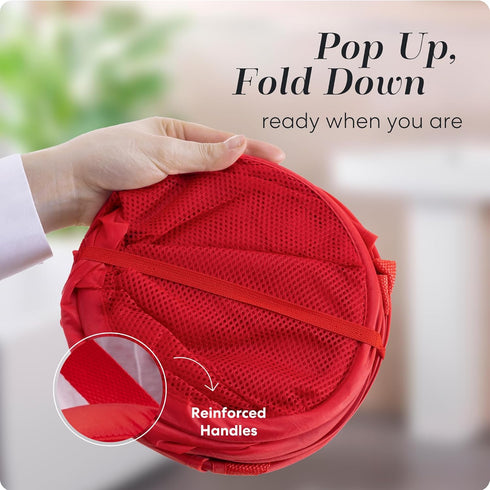 Handy Laundry Collapsible Mesh Pop Up Hamper with Wide Opening and Side Pocket - Breathable, Sturdy, Foldable, and Space-Saving Design for Clothes...