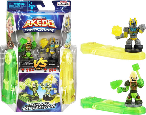 Legends of Akedo Powerstorm Versus Pack 2 Mini Battling Action Figures and 2 Battle Controllers Epic Angry Astrid Versus Boot-Up,Multicolor...