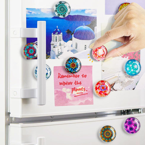 FINDMAG 12 Pcs Glass Fridge Magnets, Cute Fridge Magnet Sticker, Strong Refrigerator Magnets Heavy Duty, Small Magnets for Whiteboard, Classroom, ...