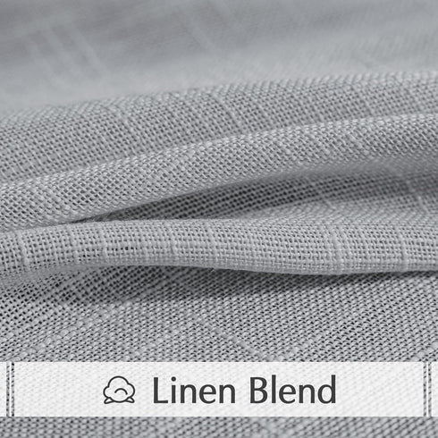 FMFUNCTEX Linen Semi Sheer Grey Curtains for Bedroom Living Room, Gray Curtain Panels 72 Inches Length Sheer Linen Textured Window Drapes Farmhous...