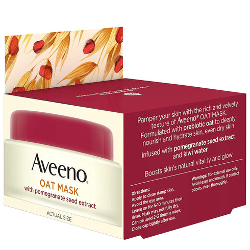 Aveeno Oat Face Mask with Pomegranate Seed Extract, Kiwi Water, and Prebiotic Oat, Hydrating Full Face Mask for Glowing Skin, Paraben Free, Phthal...