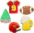 Football Cookie Cutters 5-Pc. Set Made in the USA by Ann Clark, Football, Helmet, Jersey, Beer Mug, Centerpiece Wedge...