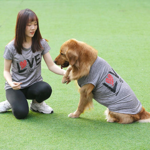Dog Shirts Love Puppy Shirt Mommy Dad/Pets Clothes, Sleeveless Vest T-Shirt Doggy Clothing Crewneck Womens Sweatshirt, Apparel for Dogs Cats Mom S...