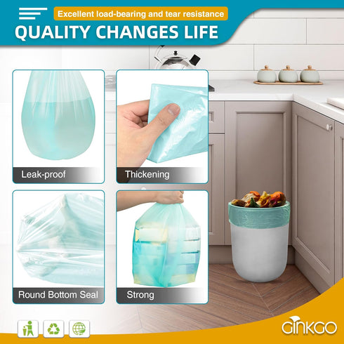 105 Count Small Garbage Bags, 4 Gallon Trash Bag for Bathroom, Mini Trash Bags, Clear Waste Basket Bin Liners, Unscented, Blue...