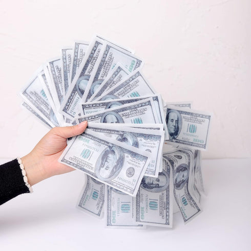50 PCS Edible 100 Dollar Bill Image Cupcake Toppers Made of Wafer Paper Fake Money Cake Decoration for Baby Shower Birthday Anniversary Party Supp...