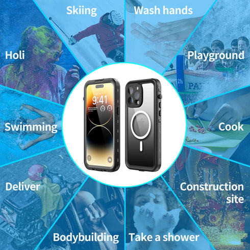 Hllhunkhe for iPhone 14 Pro Max Waterproof Case, iPhone 14 Pro Max with Screen Protector Case - Full Body Shockproof Dustproof Phone Protective Ca...