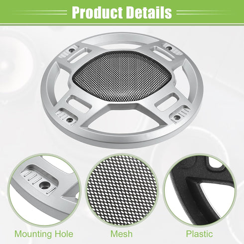 ACROPIX 6" Car Speaker Grills Cover Mesh Round 6 Inch Audio Speaker Subwoofer Guard Protector Case with Mounting Screws Iron Silver Tone Black - P...