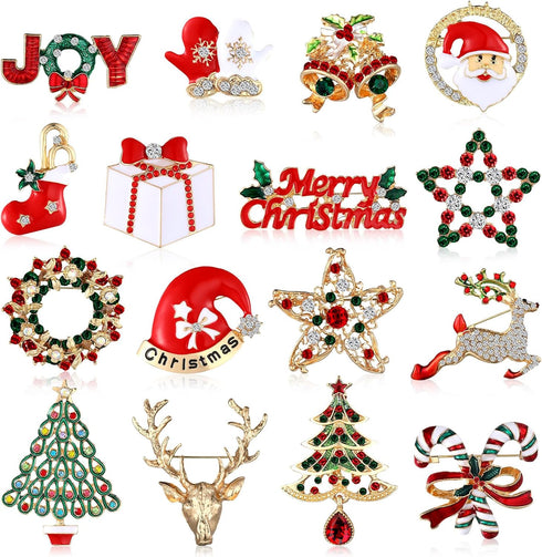 16 Pcs Women Brooch Set Rhinestone Crystal Vintage Spring Animal Insect Plant Pins Brooches Bulk for Women Girls(Classic)...