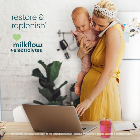 UpSpring Milkflow Electrolyte Breastfeeding Supplement Drink Mix with Fenugreek | Berry Flavor | Lactation Supplement to Support Breast Milk Suppl...
