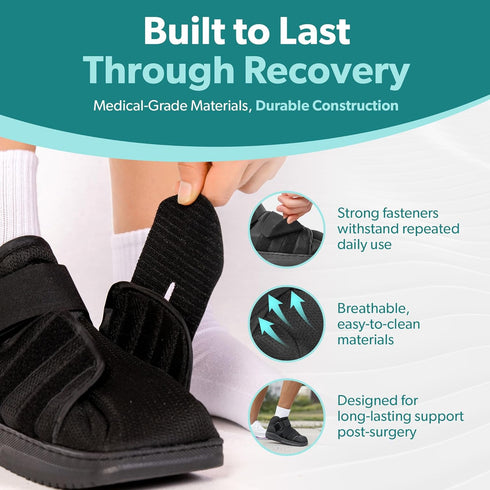 BraceAbility Closed Toe Medical Walking Shoe - Lightweight Broken Toe Cast Boot, Fractured Foot Brace for Metatarsal Stress Fracture, Post-op Buni...