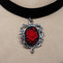 Gothic Red Rose Cameo Black Velvet Choker Adjustable Size Cosplay Jewelry...