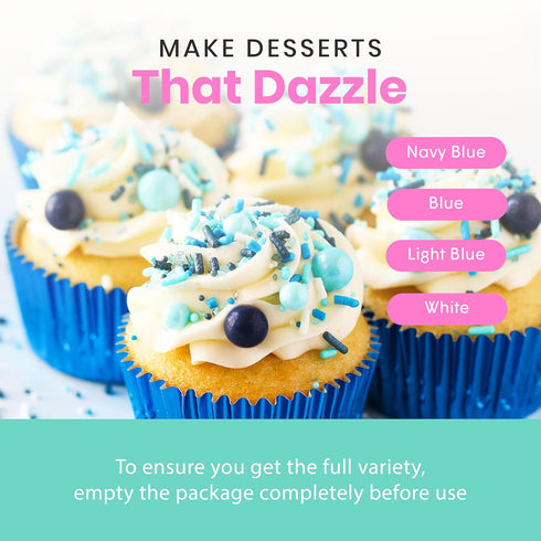 Sprinkle Pop Blue Ombre Sprinkle Mix| Monochromatic Blend of Blues & Navy Blue Sprinkles with White Pops| Undersea Themed Sprinkles Made In USA fo...