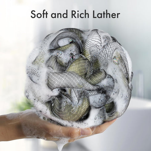 AmazerBath Charcoal Loofah Sponge, Shower Loofah 60g/PCS - Body Scrubber Loofa Set of 4 - Charcoal Blue, Gray, Pink & Army Green, Bath Sponge for ...