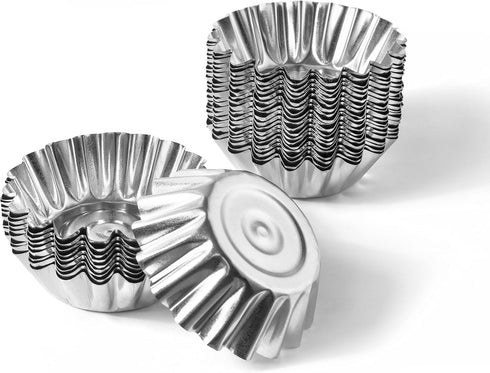 Muffin Cups for Kitchen Baking 2.36 Inch - Metal Egg Tart Molds for Baking, 30 Pcs - Reusable Mini Tart Tins and Cupcake...