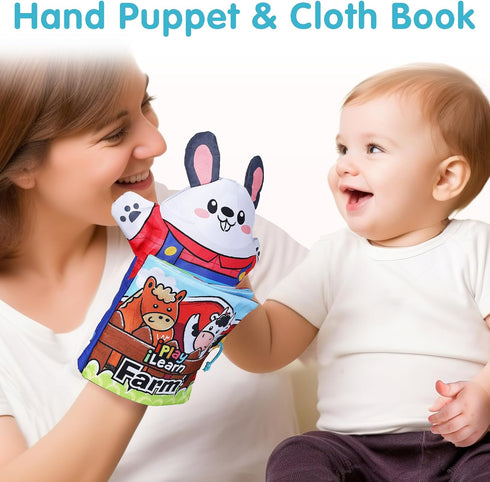 iPlay, iLearn Baby Cloth Books 6-12 Month, Infant Soft Touch Feel Marine Farm Animal Fabric Book Set, Newborn Carseat Crib Crinkle Toy, Babies Bir...