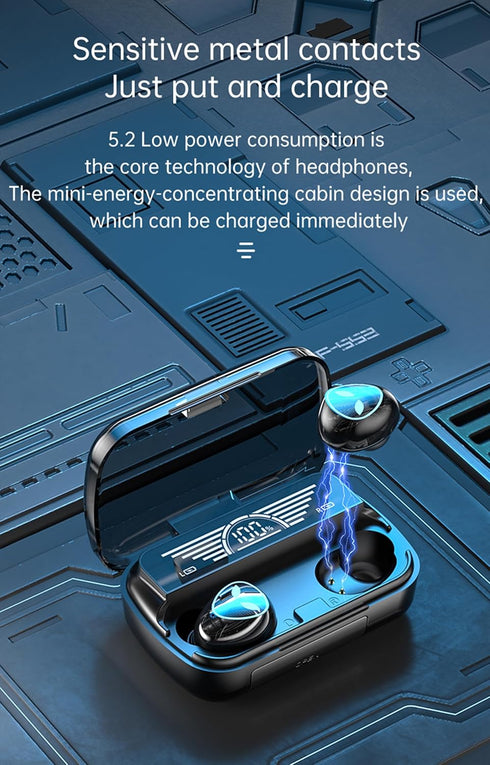True Wireless Earbuds, 2024 Bluetooth Headphones 5.3 Earbuds, Waterproof Touch Control Ear Buds in-Ear Built-in Mic, with LED Power Display, IP7 W...