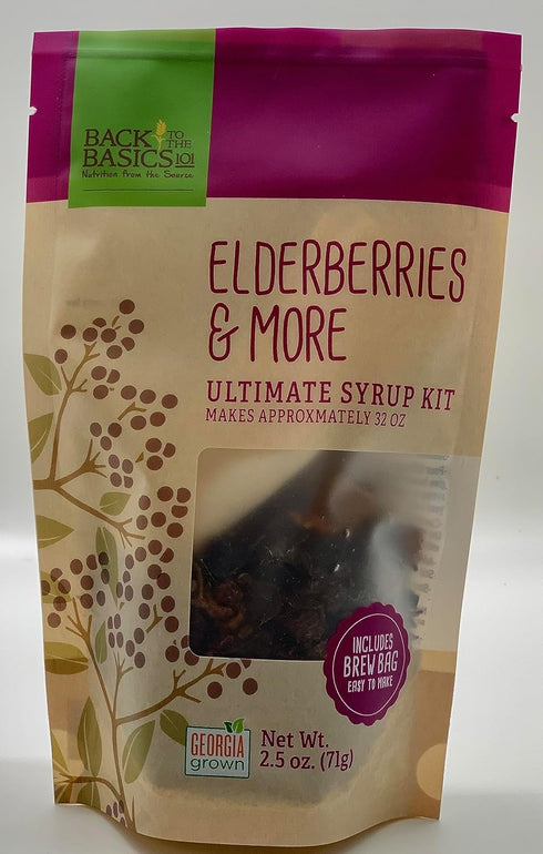 Elderberries & More Ultimate Syrup Mix - Makes Approx. 32 oz with Honey - Organic Dried Ingredients -Included Tea Bag - Elderberry, Rosehips, Hibi...