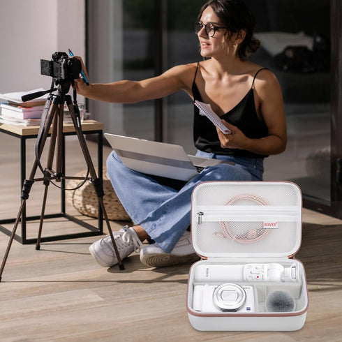 BOVKE Carrying Case for Sony ZV-1 / ZV-1F / ZV-1 II Vlog Digital Camera & Bluetooth Grip Vlogger Accessory Kit for Vlogging YouTube Live Video Str...