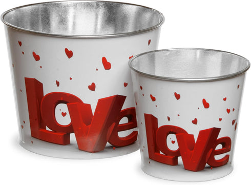 National Tree Set of 2 Valentine Tin Pots with Red "Love" (RAV-HJRS15052)...