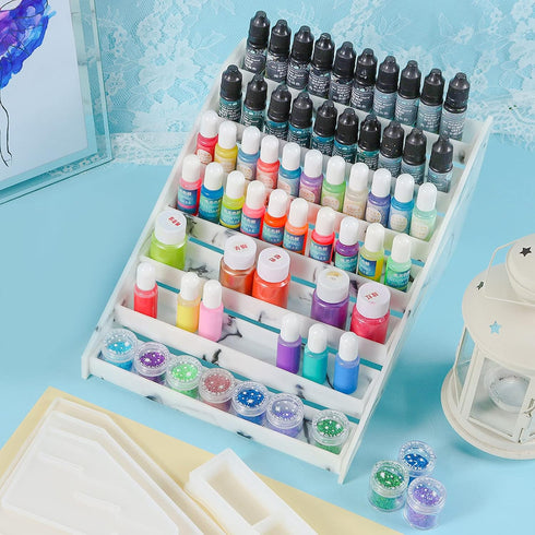 FUNSHOWCASE Display Organizer Rack Epoxy Resin Silicone Molds Set for Lipstick Makeup Nail Polish Pigment Jewelry...