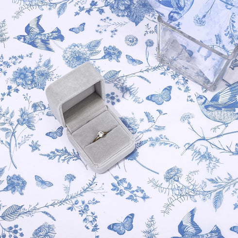 Whaline 100 Sheet Blue Floral Tissue Paper Chinoiserie Gift Wrapping Paper Blue Bird Butterfly Packaging Paper DIY Art Craft Paper for Baby Shower...